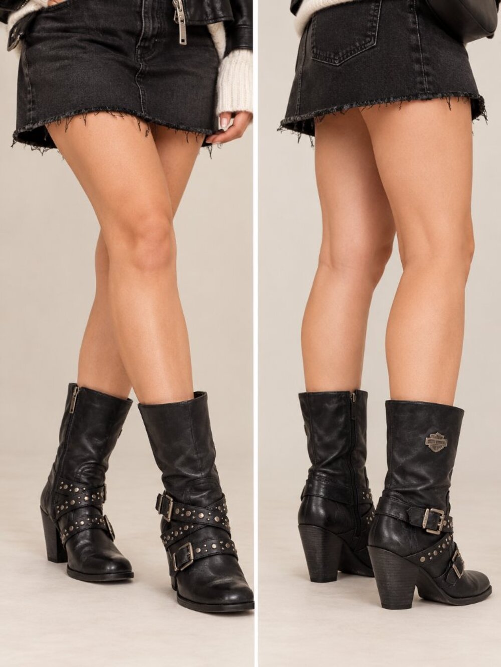 Harley-Davidson Obsession D85229 Studded Leather Biker Boots 7.5